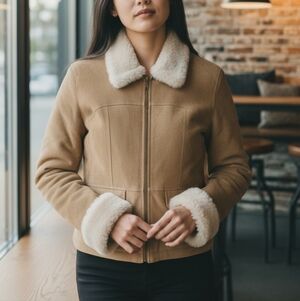 S • Maxima Wilson's Leather • Genuine leather 90s Tan Faux Fur Jacket